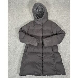 Uniqlo Jacket Womens XS Black Ultra Light Down‎ Puffer Snap Button Long Coat